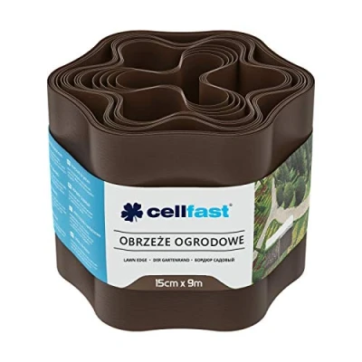 Image of PLASTIC GARDEN GRASS LAWN EDGE FLEXIBLE EDGING BORDER FENCE WALL DRIVEWAY ROLL PATH (Brown, 150mm x 9m)