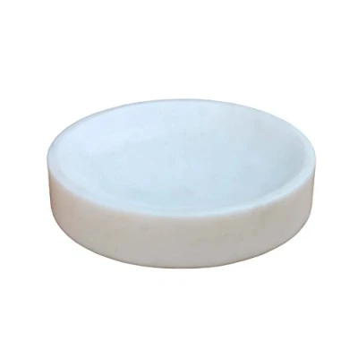 Image of KLEO Natural Stone Soap Dish Holder Bath Accessories For Bathroom, Tub or Wash Basin Round White