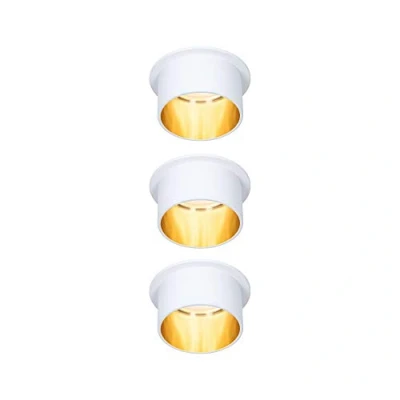 Image of Paulmann 93381 LED Light Gil 3 Step dim Round incl. x 6 Watt Dimmable Recessed Spotlight Aluminium Spot 2700 K Coin, Matte White/Gold