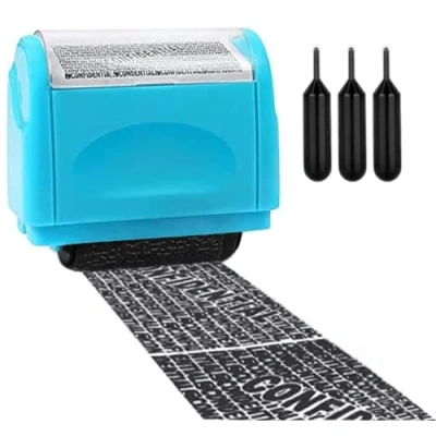 Image of Data Blocker Stamp,Privacy Stamp Roller,Wide Roller Defender,Confidential Garbled Seal,Large Rolling Address Stamp, Anti Theft Privacy Protection Including 3 Pack Refills