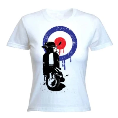Image of Tribal T Shirts Womens Mod Target Scooter Shirt (XL, White)