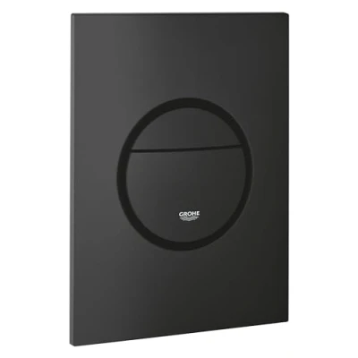 Image of GROHE Nova Cosmopolitan S Flush Plate for Concealed Cisterns (Dual or Start and Stop Actuation Pneumatic Drop Valve AV1, Water Saving, Vertical Fit), Size 130x172mm, Phantom Black, 37601KF0