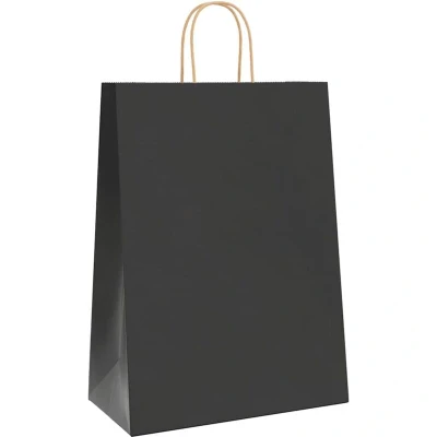 Image of vidaXL Paper Bags 250 pcs with Handles Black 32x17x44 cm