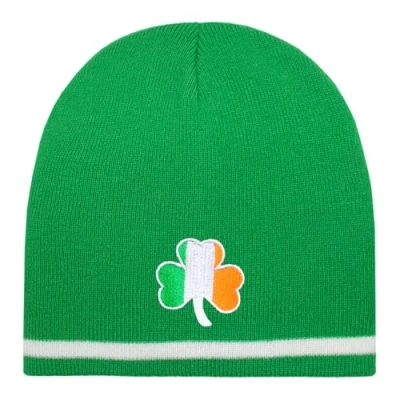 Image of TeddyT&#039;s Men&#039;s Ireland Flag Irish Clover Embroidered Green Beanie Hat