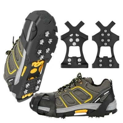 Image of Ice Grips for Shoes, Xndryan Crampons Cleats Traction Anti Slip Snow Shoes and Boots Non Gripper Spikes Walking Fishing Jogging Climbing Hiking(XL)