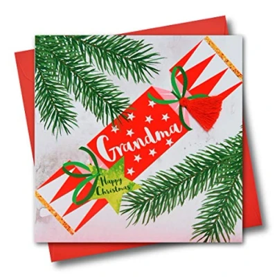 Image of Christmas Card, Cracker, Grandma, Happy Christmas, Tassel Embellished