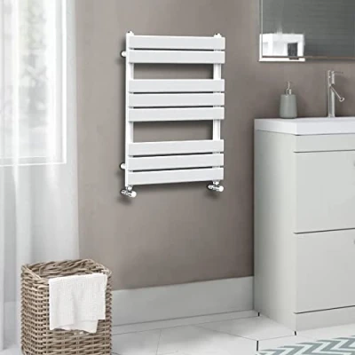 Image of Warmehaus Flat Panel Heated Towel Rail Radiator Ladder Rad 800 x 500mm Bathroom Central Heating Warmer White
