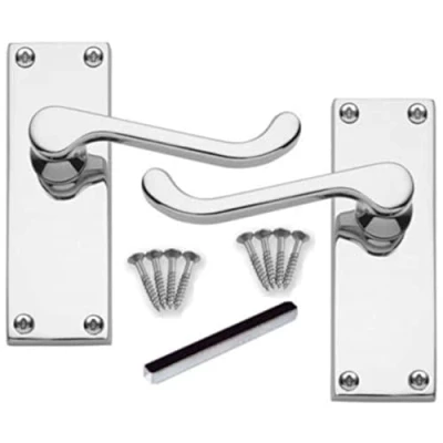 Image of DISCOUNT HARDWARE UK Door Handles, Handles Internal for Interior Doors, Handle Sets Victorian Scroll Polished Chrome Lever Latch (1Pair)