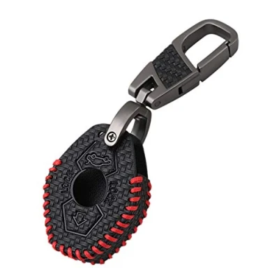 Image of Happyit Carbon Fiber Style Leather Car Key Cover Cases keychain Compatible with bmw X3 X5 Z3 Z4 3 5 7 Series E38 E39 E46 E83 2 Buttons