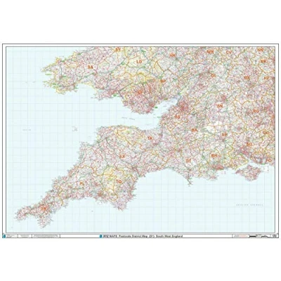 Image of South West England Postcode District Wall Map Plastic Coated