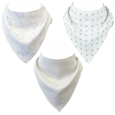 Image of MuslinZ 3PK 100% Pure Cotton Muslin Baby Dribble Bibs, Newborn Bibs (Woodland)