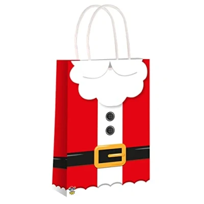 Image of Anila&#039;s Complete Christmas Themed 10 Party Bags, Fillers &amp; Favours Santa Bags with Handles. (Ideal for Children Aged 3 8)