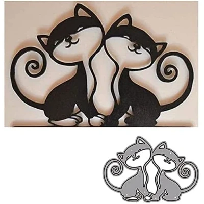 Image of Cutting Dies for Card Making, YunTrip 2Pcs Animal Cat Metal DIY Scrapbooking Album Embossing Photo Craft Paper Cards Decorative