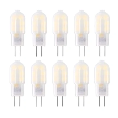 Image of 10 Pack 2W G4 LED Bulbs, 20W Halogen Bulb Equivalent, AC/DC 12V,Frosted Cover, 100lm, 360 beam angle, Cool White, 6000K, Bi Pin Light Bulb, Bulbs