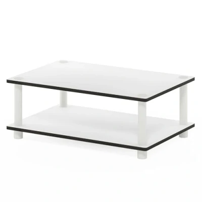Image of Furinno Just 2 Tier No Tools Coffee Table, White w/White Tube