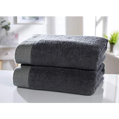Image of Rapport Tidal 2 Piece Bath Sheet Set Charcoal