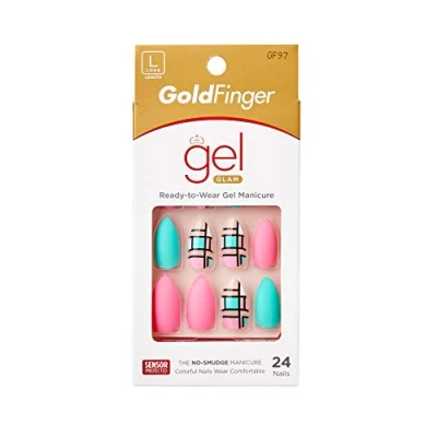 Image of Gold Finger Posh Queen Celebrity style 24 PLUS SIZE Nails (XL NAIL SIZE) TROPICAL FEVER by Kiss