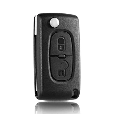 Image of FINTERRY Remote Control Pilot Fob Car Key Shell Case Flip Folding Cover Replacement Compatible with Peugeot and Citroen 207 308 407 607 807 C2 C3 C4 C5 C6 C8 DS3 DS4 2 Buttons
