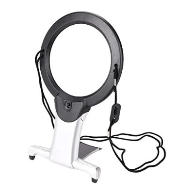 Image of Arsuk Magnifying Glass with Light 2 in 1 Hands Free Reading Magnifier Neck Hanging Cord &amp; Desk Stand for Crafts Handcraft Sewing Jewelry Hobby