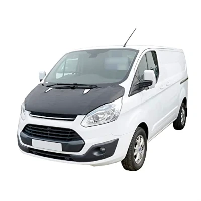 Image of UK Custom Covers BB661AD10 Tailored Full Bonnet Bra Stone Chip Protector Black Carbon Fibre Look Fits Ford Transit Tourneo 2013 2018