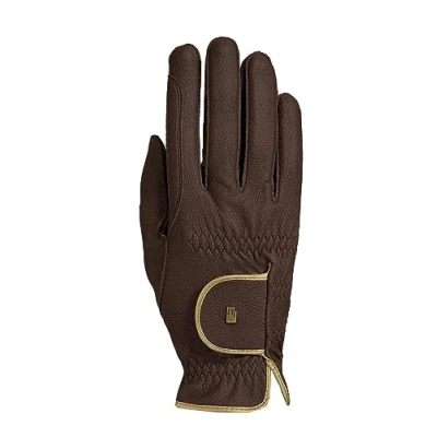 Image of Roeckl Sports equestrian gloves LONA, ladies summer riding glove, mocha/gold 8
