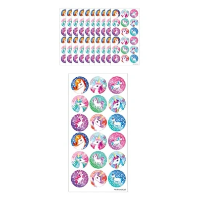 Image of HENBRANDT Large Unicorn Stickers 180 Assorted Teachers School Reward Arts and Crafts for Kids Birthday Party Bag Favours Loot Fillers Lucky Dip Girls Boys