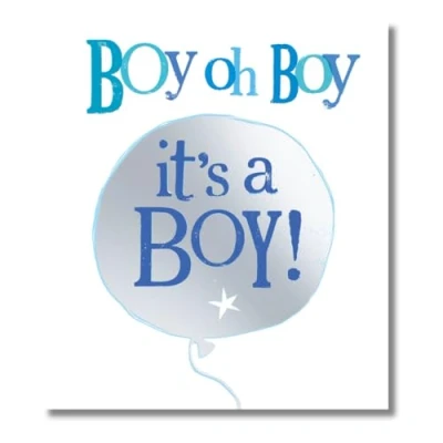 Image of Brightside New Baby Boy Card, oh Boy, It&#039;s a BOY! Born 180 x 160mm, Multi Coloured