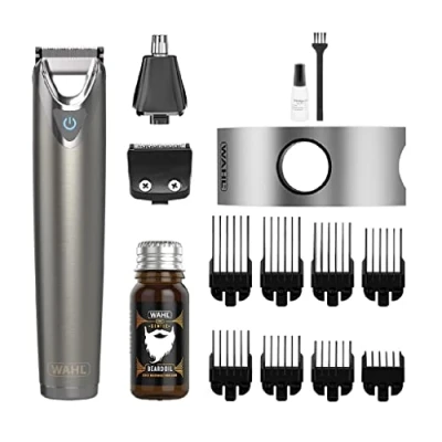 Image of Wahl Stainless Steel Face and Body Grooming Gift Set, Beard Trimmers Men, Trimming Kit, Men&#039;s Stubble Trimmers, Ear Nose Trimming, Male Set