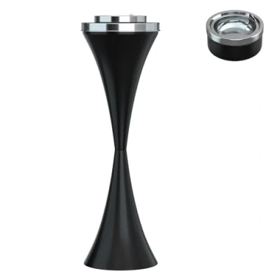 Image of Floor Standing Ash Tray with Lid Stainless Steel Contemporary Self Cleaning Smoking Ashtray Creative Smart Cigarette Detachable Ashtrays 23.5 High Patio Windproof Holder for Indoor or Outdoor