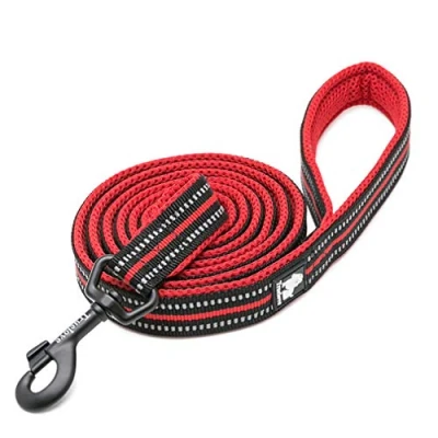 Image of WINHYEPET True Love Dog Leash Nylon Sandwich Fabric comfort Reflective Safety Washable Dogs Belt Suitable for all Kinds of Breeds Length 200cm Can be used together with Harness (Red,L)