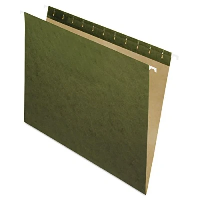 Image of Pendaflex Recycled Hanging Folders, Letter Size, Standard Green, 25/BX (81600), Green No Tabs