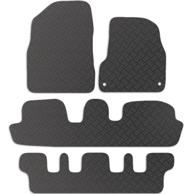 Image of Carsio Rubber Car Mats For Citroen Grand C4 Picasso 2007 to 2013 Tailored Fit Floor Mat Set Complete Accessory Black Custom Fitted All Weather &amp; Heavy Duty, Anti Slip Backing with Clips