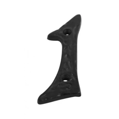 Image of Dzina Door Number Numeral &#039;1&#039; 100mm (4 Inch) Antique Black, Pack of 1