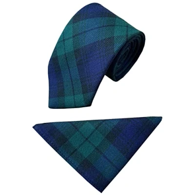 Image of Men&#039;s Black Watch Tartan Neck Tie &amp; Hanky Set