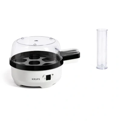 Image of Krups Special 7 Egg Electric Cooker White/Black, Includes Cutter &amp; Removable Holder, BPA Free, Water Measuring Cup, Signal Tone