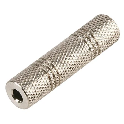 Image of rhinocables 3.5mm Stereo Jack Coupler Female Joiner Combine and Extend 2 Audio Leads Premium Silver Metal