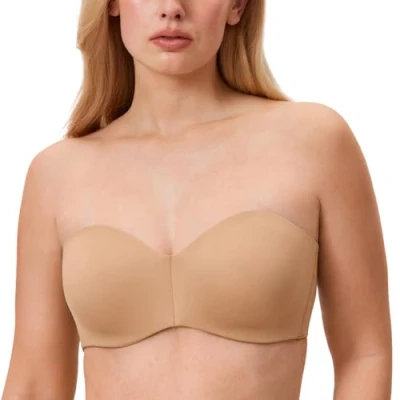 Image of Delimira Women&#039;s Strapless Bras Underwire Support Non Padded Plus Size Minimiser Bra Natural 34B