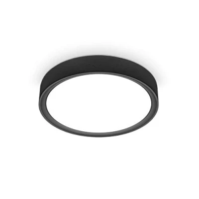 Image of B.K.Licht LED Ceiling Light, 12W Built in Board, 4,000K Neutral White 1,200 Lm, Diameter 25cm/9.84in, Small lamp with matt Black Frame, Surface Mounted Round Spotlight IP20