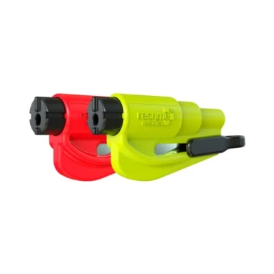 Image of resqme Pack of 2 The Original Emergency Keychain Car Escape Tool, in 1 Seatbelt Cutter and Window Breaker, Made USA, Yellow, Red Compact Hammer