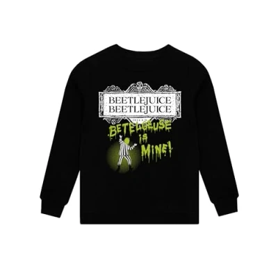 Image of BEETLEJUICE Mens Sweatshirt Jumper Movie Men’s Sweatshirts Official Tim Burton Merchandise Sizes Small To XX Large Black