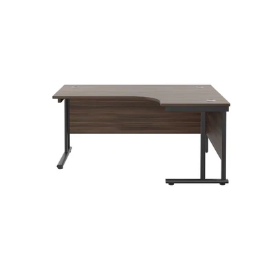 Image of Jemini Radial Right Hand Double Upright Cantilever Desk 1800x1200x730mm Dark Walnut/Black KF803805