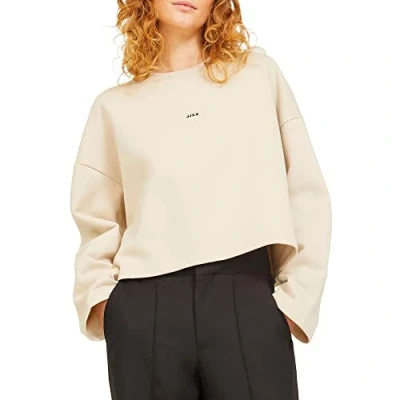 Image of Jjxx Women&#039;s Jxabbie Ls Wide Every Brush Crew Sn Sweatshirt, Moonbeam/Print: Black Logo, S
