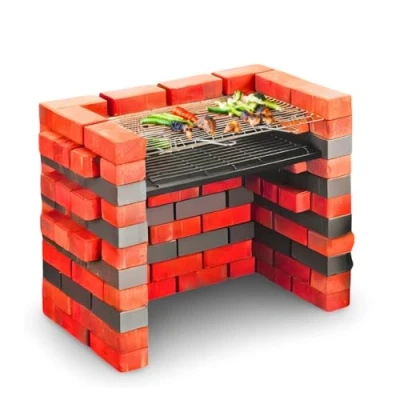 Image of Trendi DIY Brick Charcoal BBQ Barbecue Stainless Steel Cooking grill Kit Ash Tray Outdoor Garden 2 Piece rack