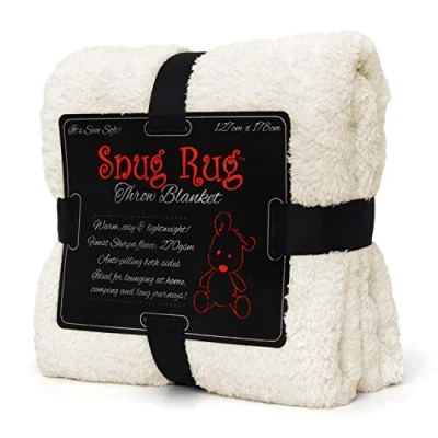 Image of Snug Rug Cream Blanket Sherpa Fleece Luxury For Sofa Blankets Warm Winter Soft Throws 127 x 178cm (50&quot; 70&quot;)