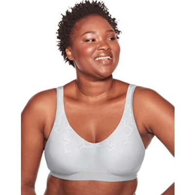 Image of Bali Women&#039;s Comfort Revolution Non Wired Bra with Intelligent Sizes, Crystal Gray Aztec, L