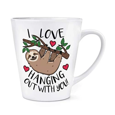 Image of Sloth I Love Hanging Out with You 12oz Latte Mug Cup
