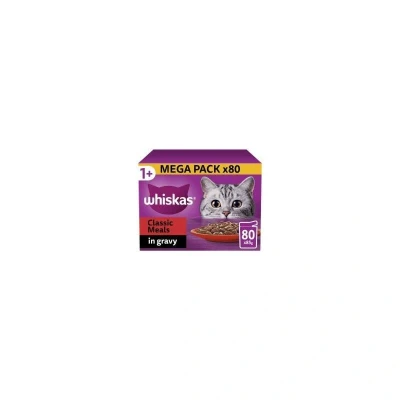 Image of Whiskas 1+ Meaty Meals Adult Wet Cat Food Pouches in Gravy 8 85g 811973