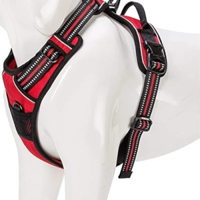 Image of WINHYEPET True Love Dog Harness, No Pull Reflective Pet Harness with 2 Leash Clips Adjustable Soft Padded Vest Easy Control Handle for Small Medium Large TLH5651(Black,L)