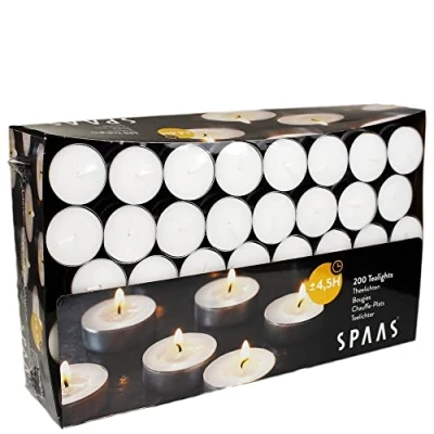 Image of Spaas Tealights Box x200, 4.5 Hours, White, D 39 mm x H 14