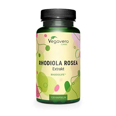 Image of Vegavero Premium Rhodiola Rosea Extract Rhodiolife® NO Additives 1200 mg 3% Rosavins &amp; 1% Salidroside Herbal Adaptogenic Supplement 120 Capsules Vegan